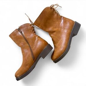 Brown Ankle Boots 6.5 Lace Up Boho Western